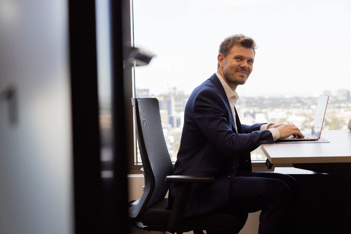 Man in his office who understands the importance of first impressions in business