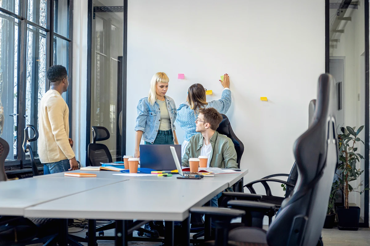 Team engaging in collaboration in the office